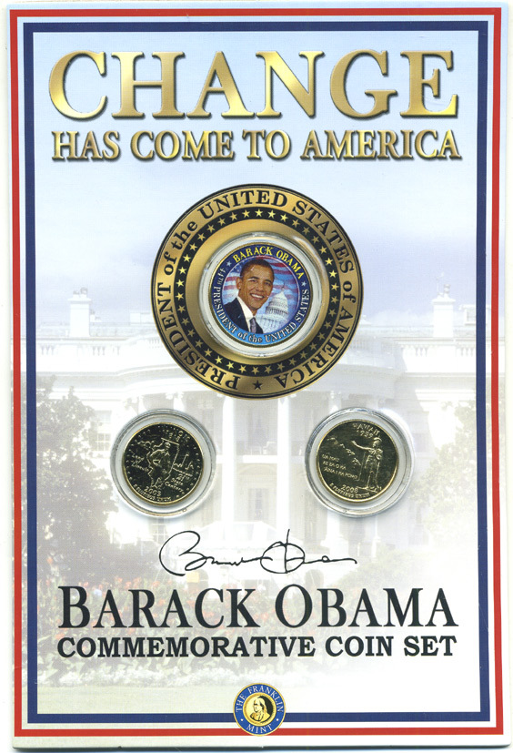 США набор из 3 монет 2003 1/2 доллара ( 50 центов ) Барак Обама, квотер Иллиноис, квотер Гавайи. В оригинальном буклете, позолота, цветная эмаль , сертификат, ограниченый выпуск медно-никель UNC 4-3-1-05