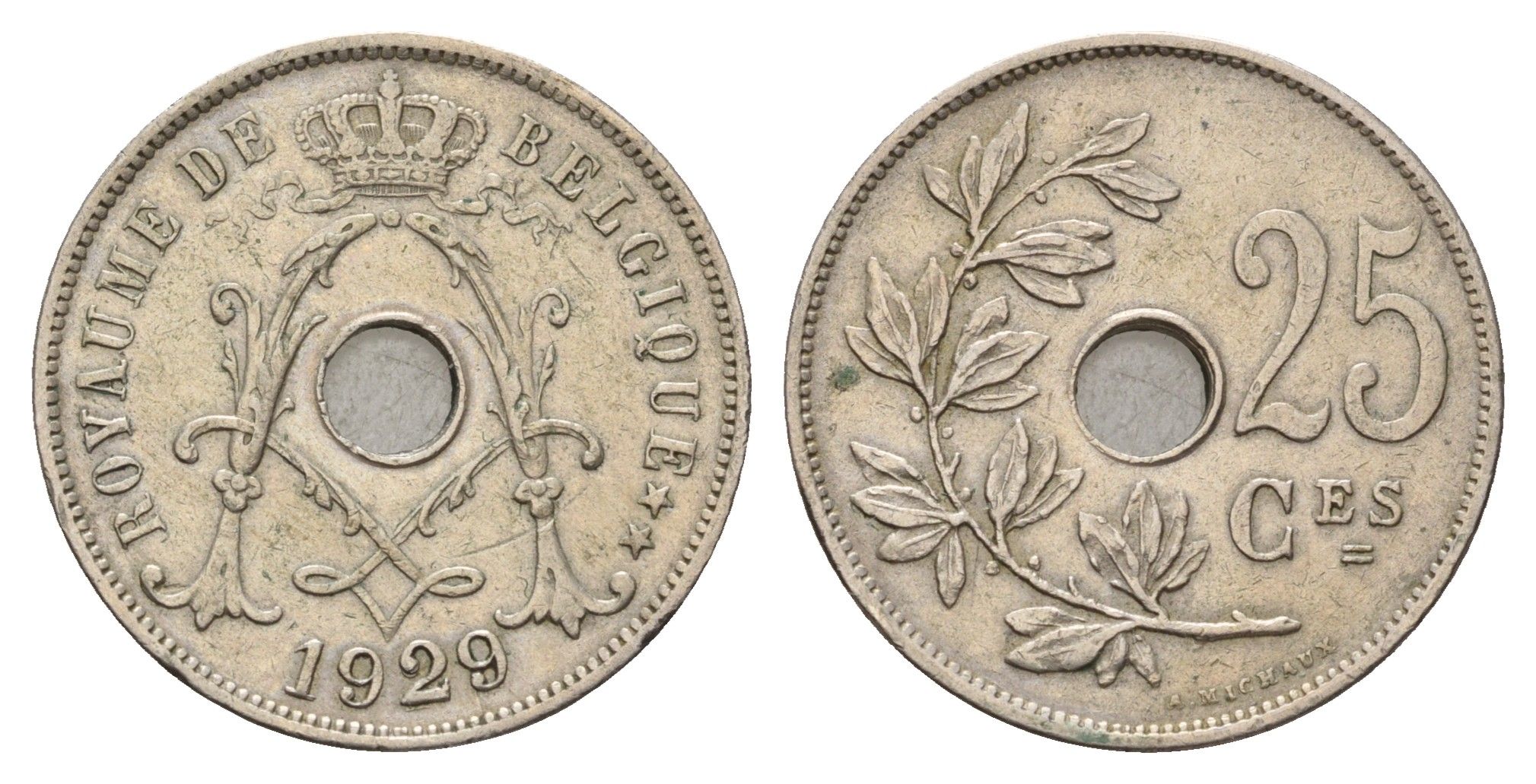 Бельгия 25 сантимов 1929 Belgique, Альберт I (1909-1934) KM 68 медно-никель 3996-632