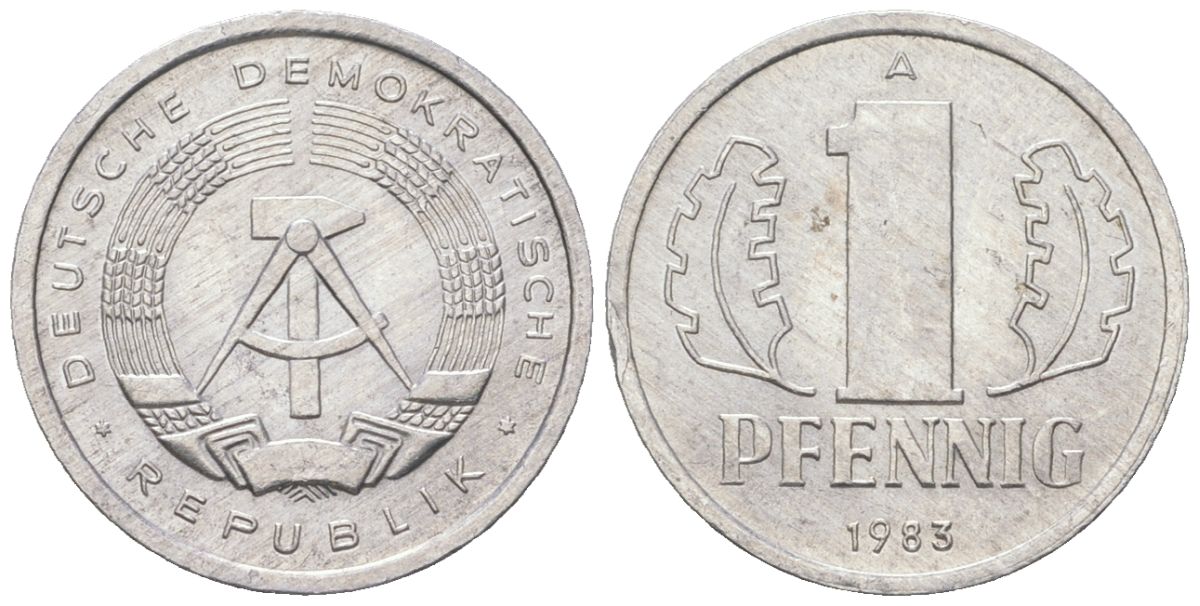 ГДР 1 пфенниг 1983 A KM 8.2 алюминий aUNC 206-521
