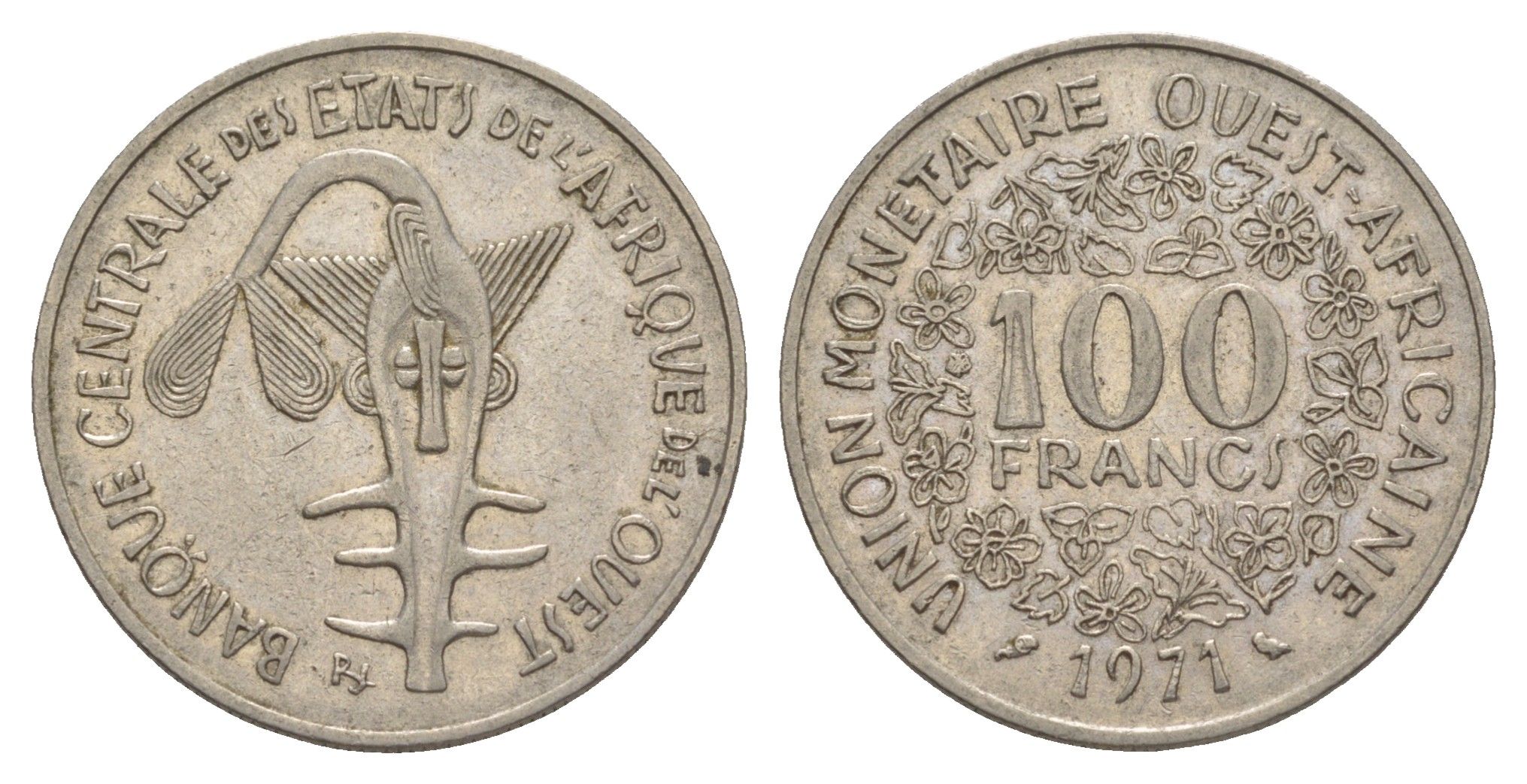 Западная Африка (BCEAO) 100 франков 1971 KM 4 никель 4620-1234