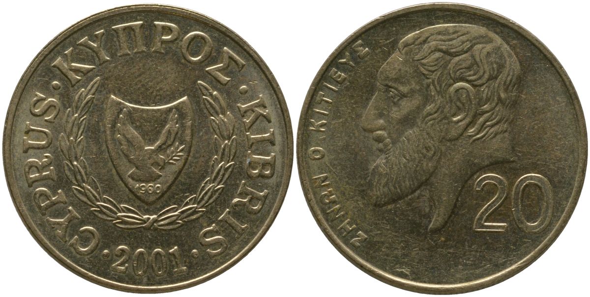 Кипр 20 центов 2001 KM 62.2 никель латунь aUNC 4402-521
