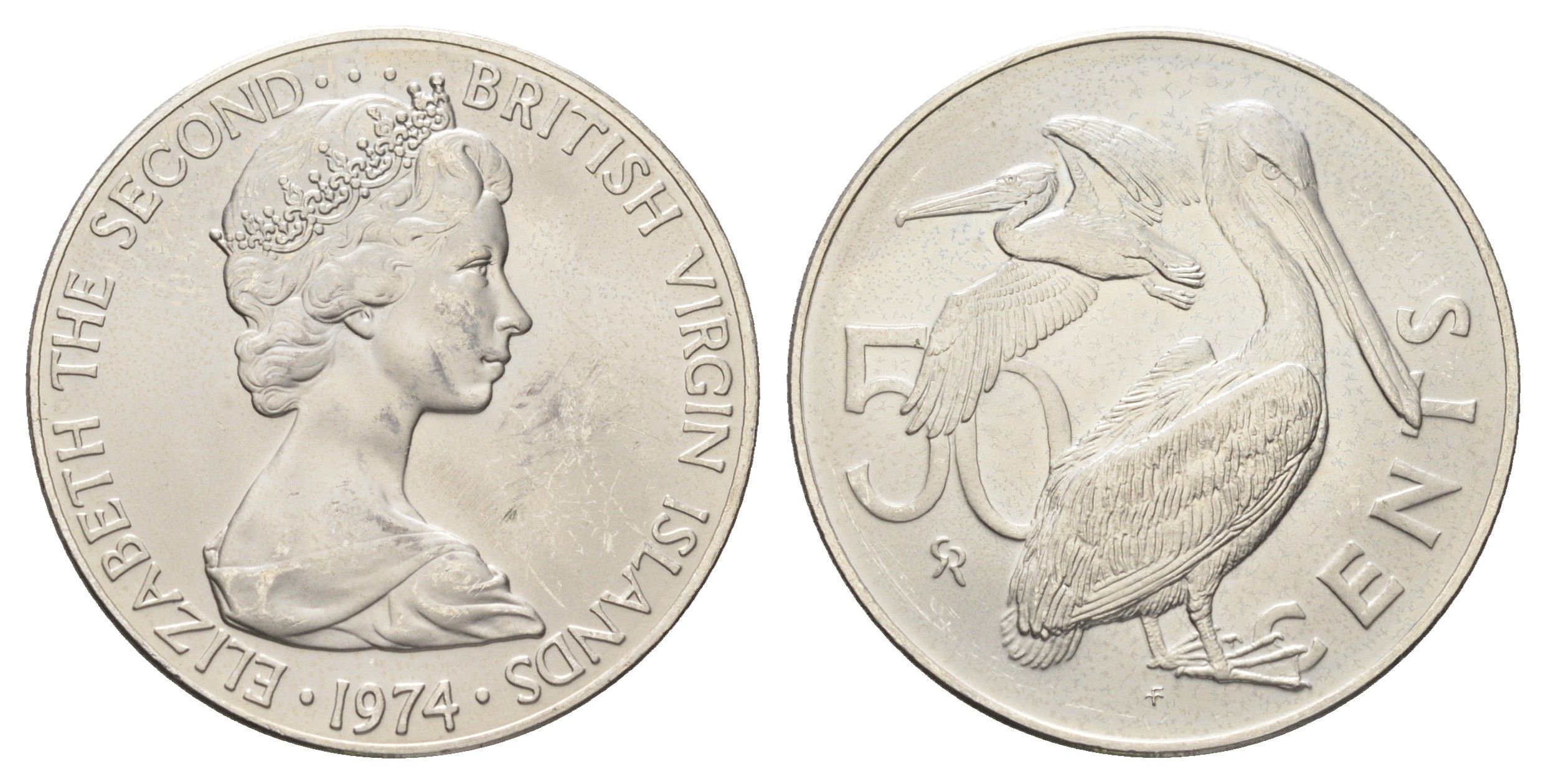Британские Виргинские острова 50 центов 1974 KM 5 медно-никель BU 4667-614