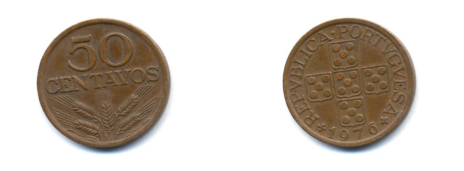ПОРТУГАЛИЯ 50 СЕНТАВО 1976 KM 596 бронза 4379-456