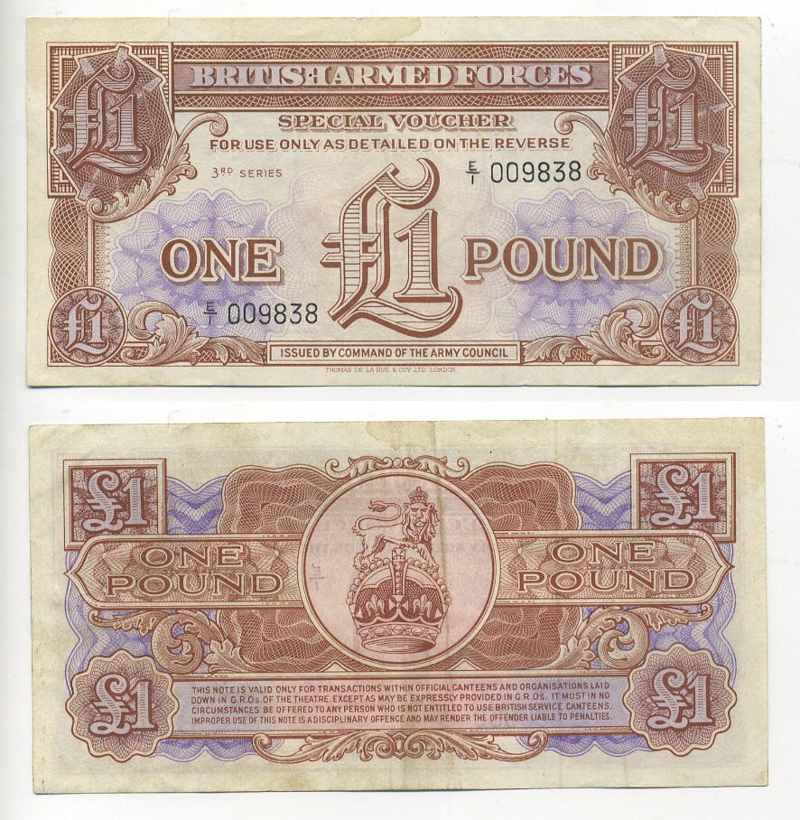 Великобритания, Британские вооруженные силы 1 фунт 1956 серия 3 Pick M29 бумага 6266-7-1-1