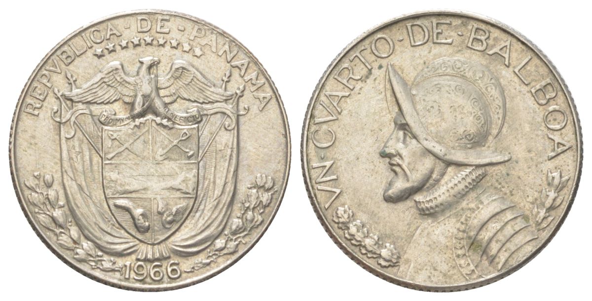 Панама 1/4 бальбоа 1966 KM 11.2a медь плакированная медно-никелем 4624-235