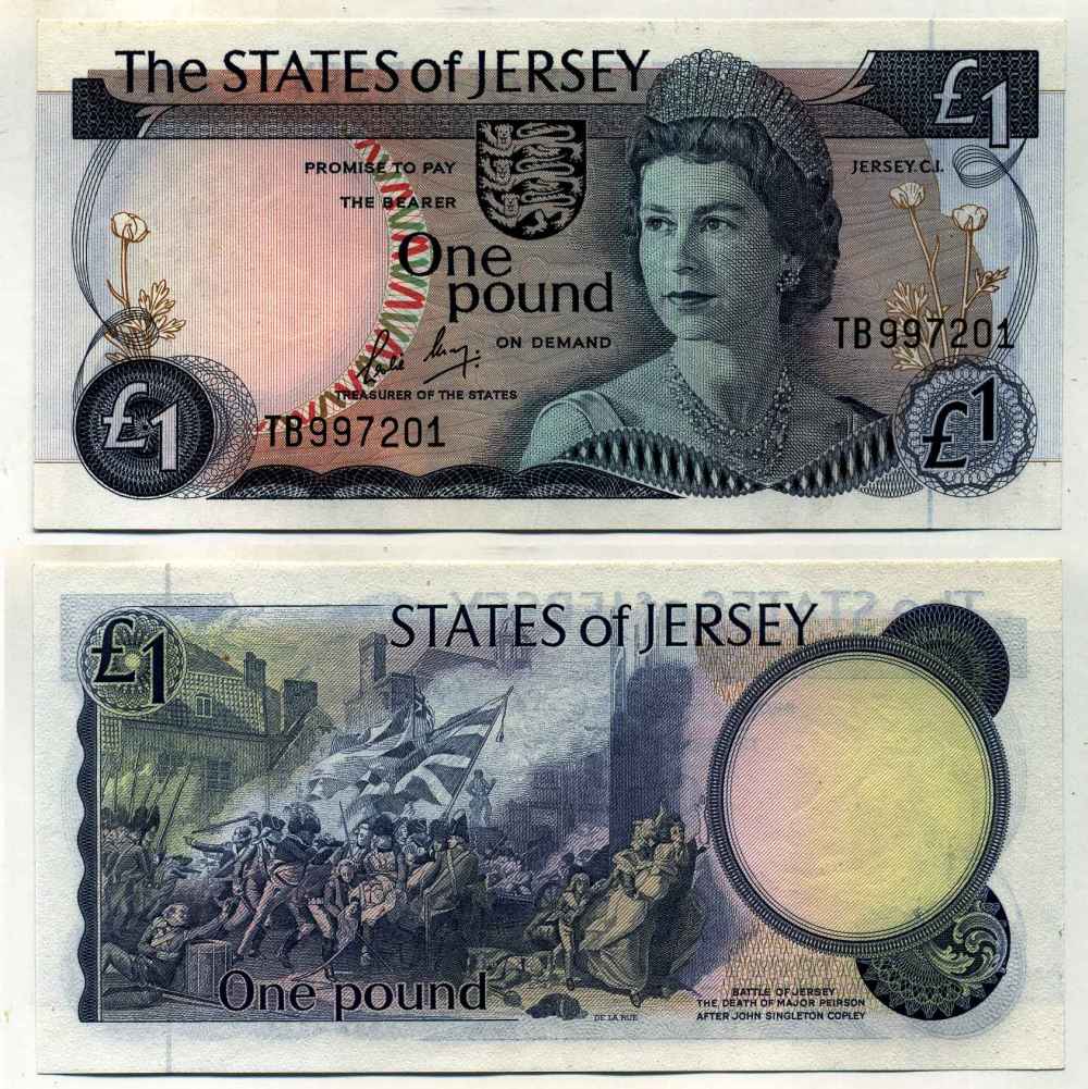 ДЖЕРСИ 1 ФУНТ 1976-1988 ПОДПИСЬ 3, ЕЛИЗАВЕТА II Pick 11b бумага UNC (ПРЕСС) 8588-36-1-1