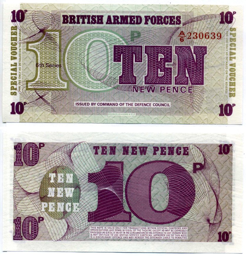 Англия 10 пенсов 1972 для армии, шестой выпуск Pick М45 бумага UNC (пресс) 7204-39-2-2