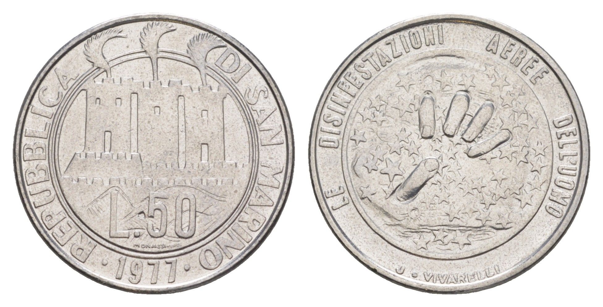 Сан-Марино 50 лир 1977 Экология KM 68 нержавеющая сталь UNC 4648-243