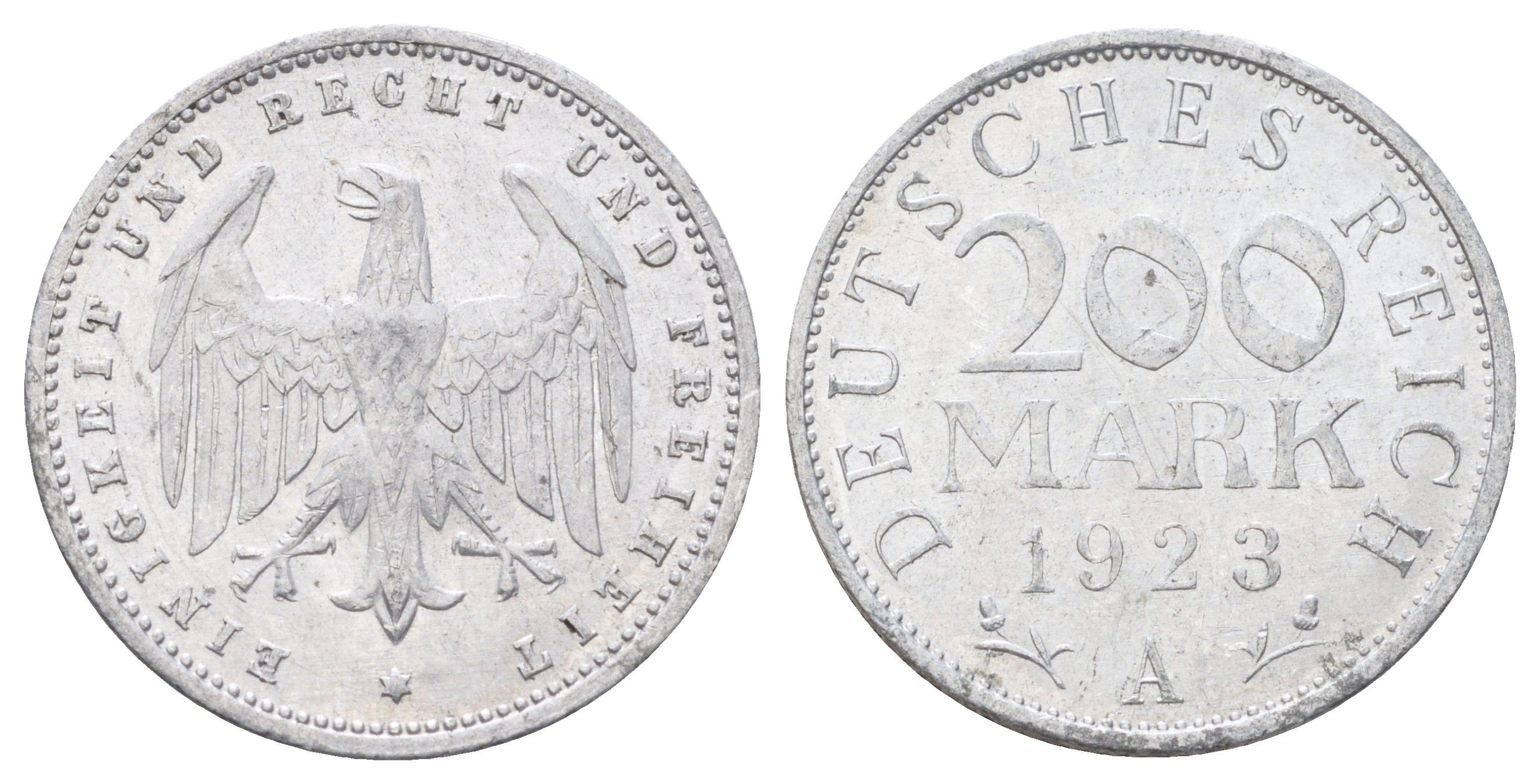 Германия 200 марок 1923 A KM 35, J. 304 алюминий 4700-1021