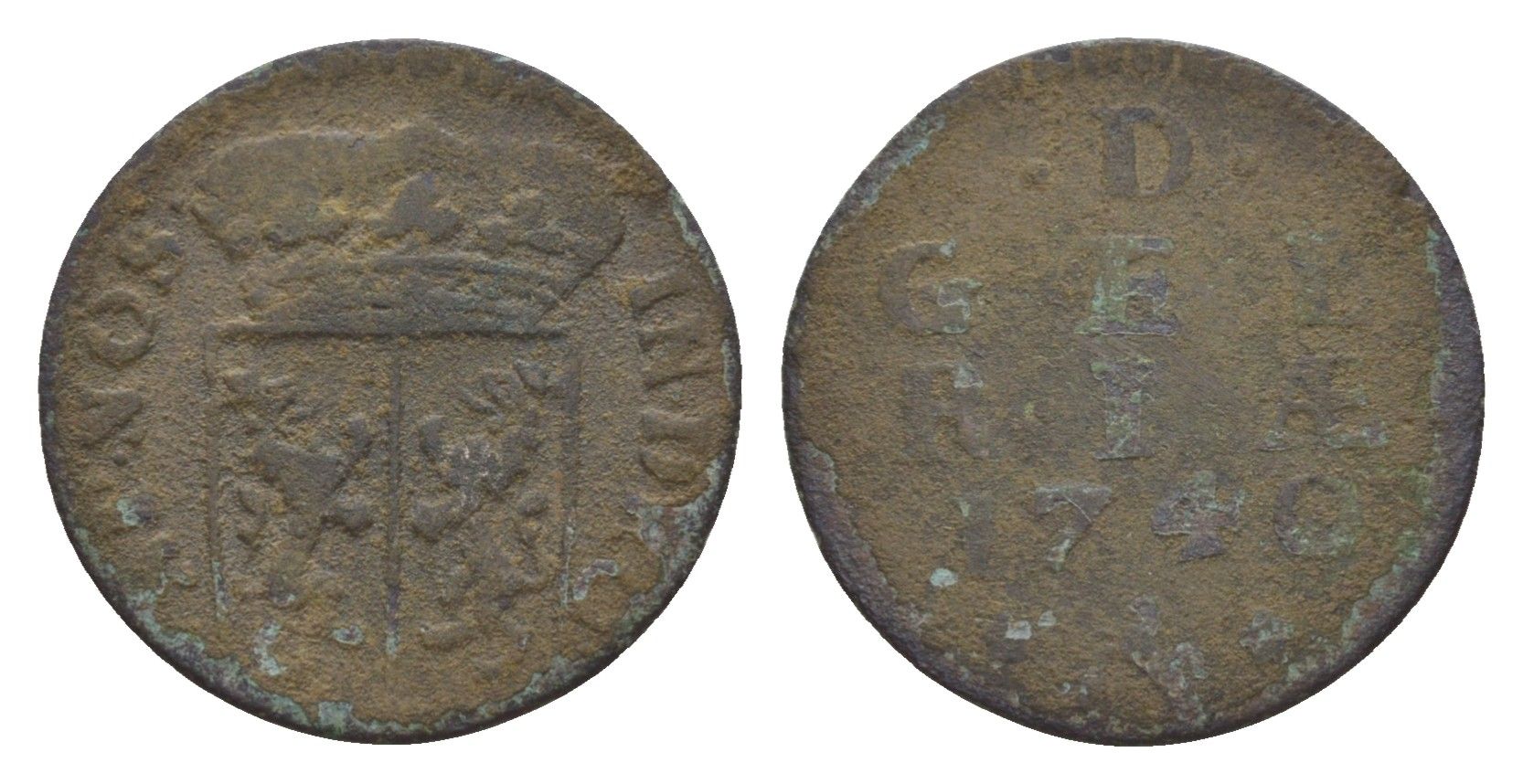 Нидерланды, Голландская Республика, Гелдерланд 1 дуит 1740 KM 83 медь 4655-536