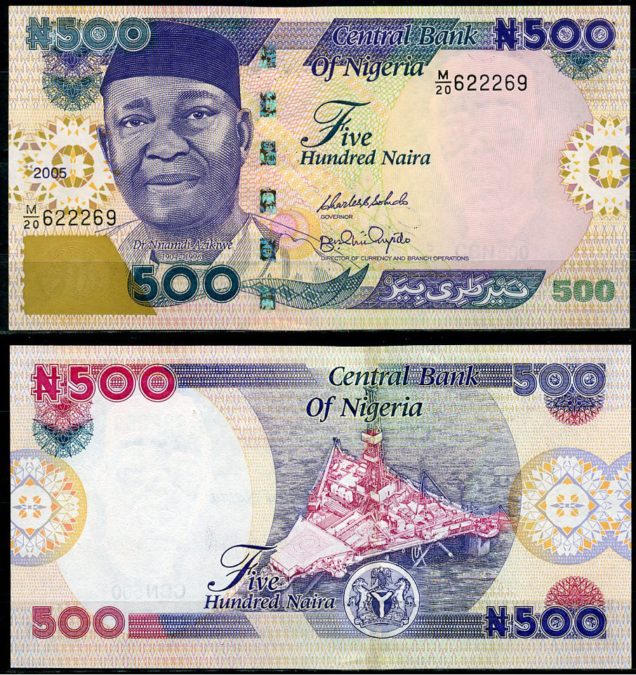 Нигерия 500 найра 2005 Ннамди Азикиве, нефтяная платформа Pick 30 e  бумага  UNC (пресс) 7204-41-3-2