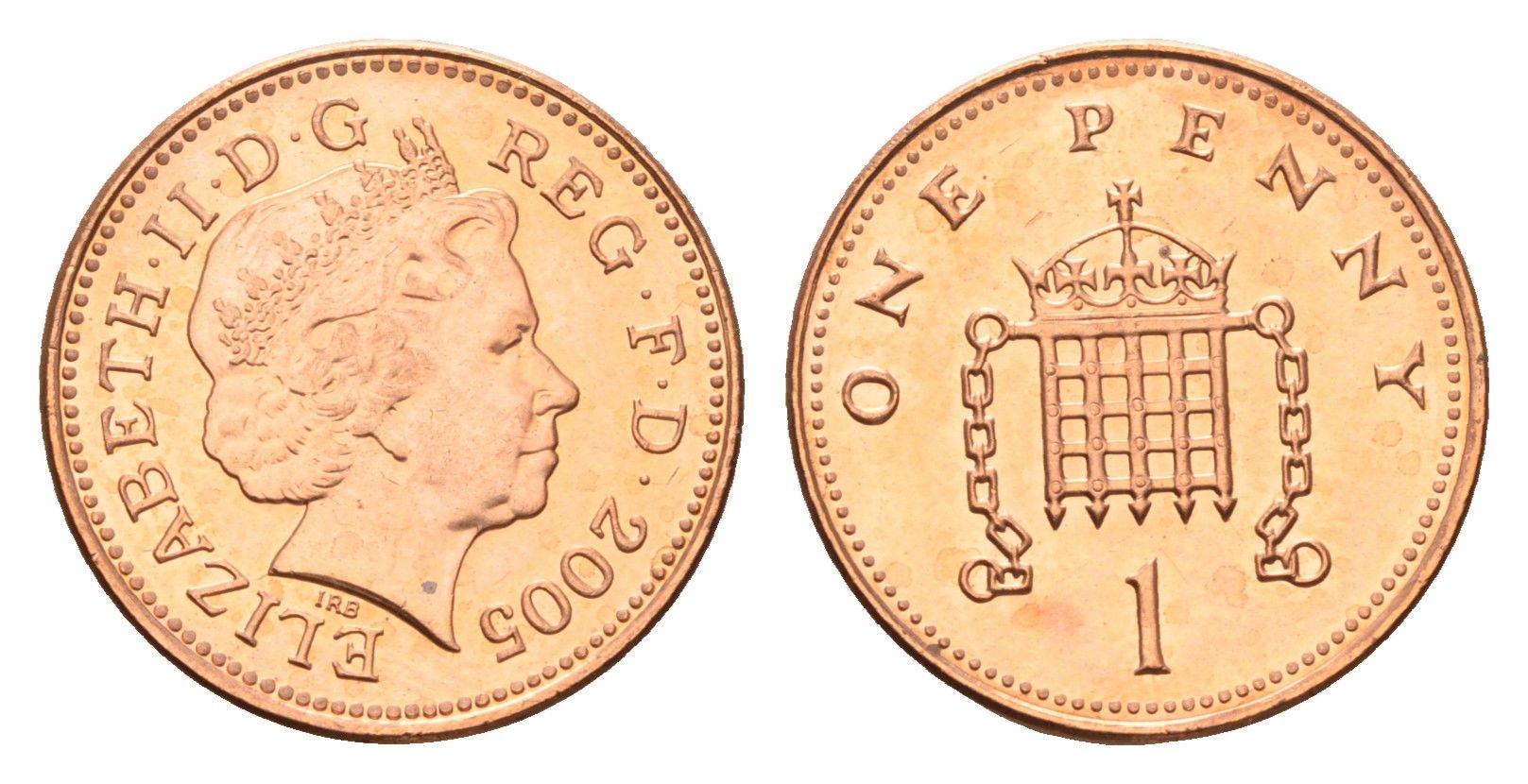 Великобритания 1 пенни 2005 Елизавета II (1952-2022) KM 986, Spink 4710 (B5) сталь плакированная медью 4685-161