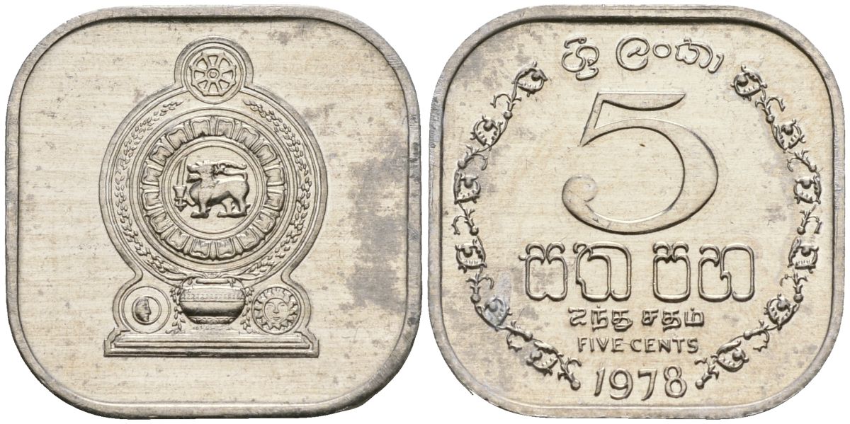 Шри-Ланка 5 центов 1978 KM 139a алюминий 4136-724