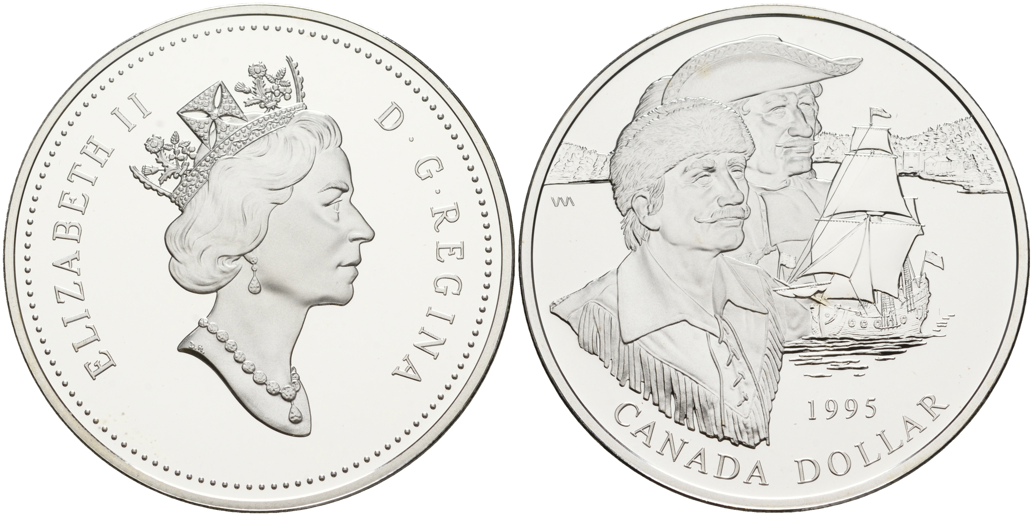 Канада 1 доллар 1995 Компания Гудзонова залива, одна из старейших торговых компаний Северной Америки, основана в 1670 году KM 259 серебро PROOF 1076-2-52