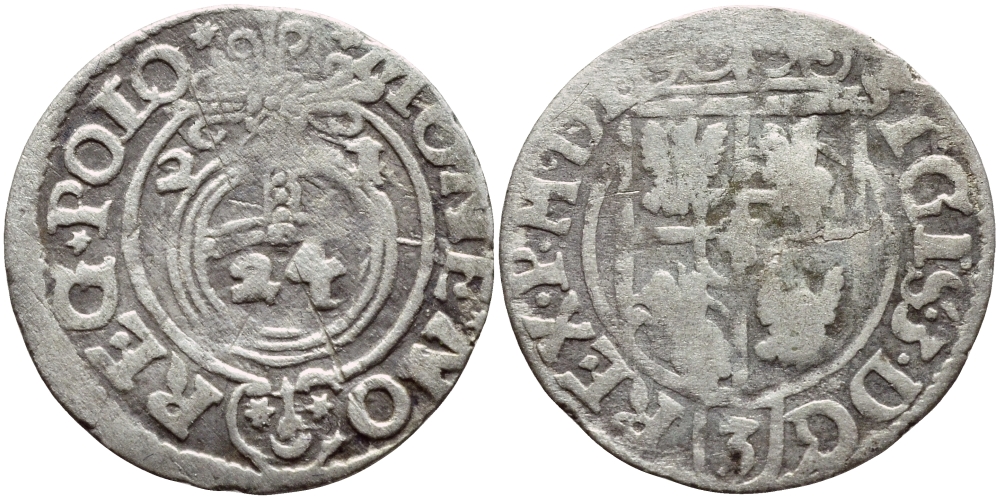 ПОЛЬША 1/24 ТАЛЕРА 1621 СИГИЗМУНД III (1587-1632) KM 41 серебро 3896-832