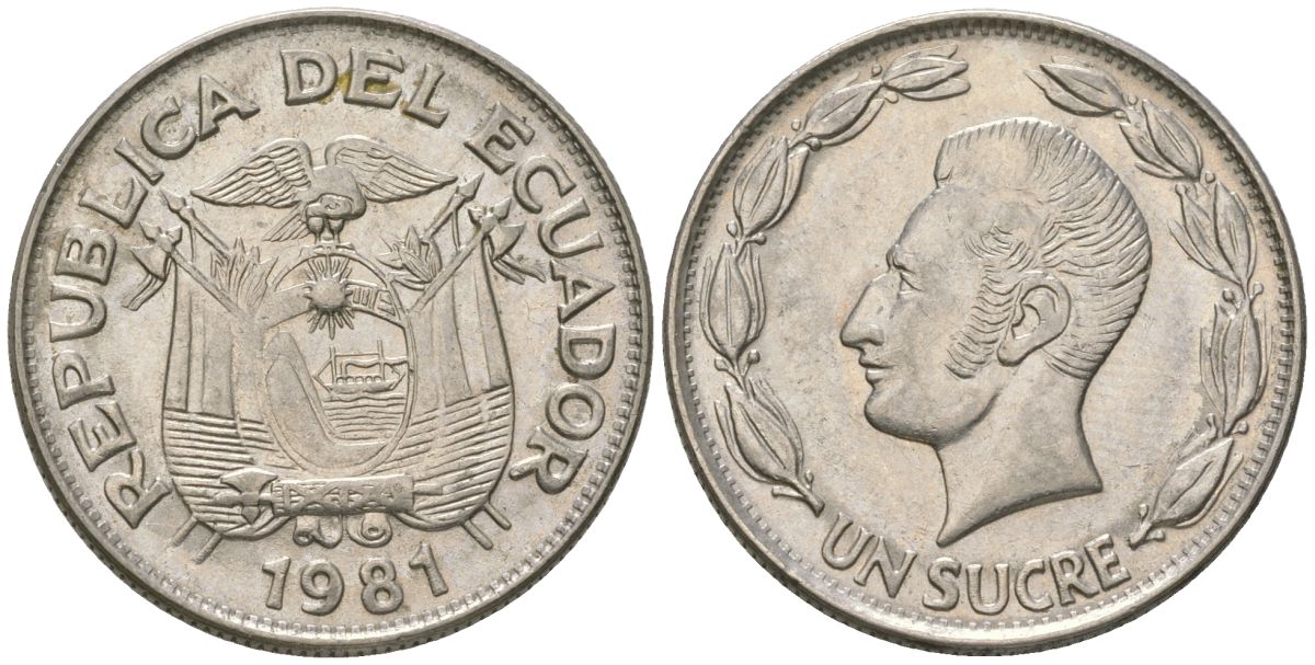 Эквадор 1 сукре 1981 KM 78b сталь плакированная никелем 4511-753