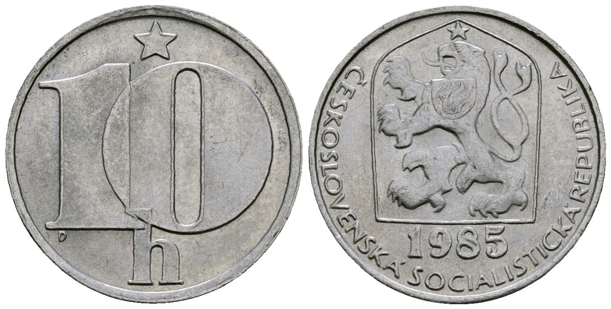 Чехословаки 10 геллеров 1985 Социалистическая республика KM 80 алюминий 4136-935