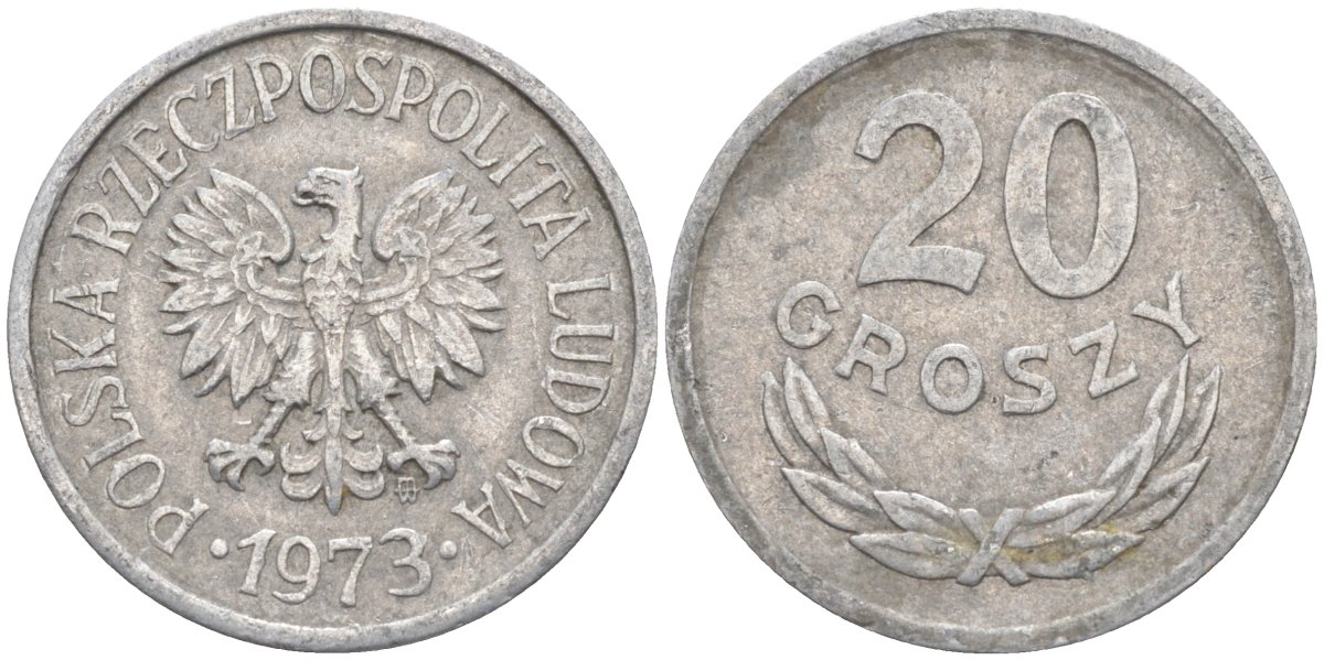 Польша 20 грошей 1973 MW KM А47, Parchimowicz 208m алюминий 3336-714