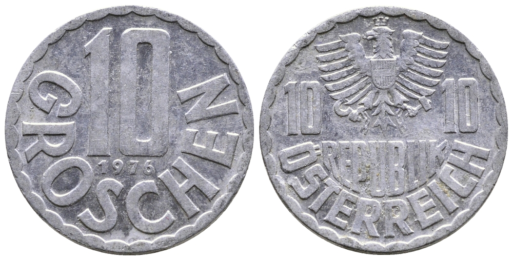 АВСТРИЯ 10 ГРОШЕЙ 1976 KM 2878 алюминий 26-1156