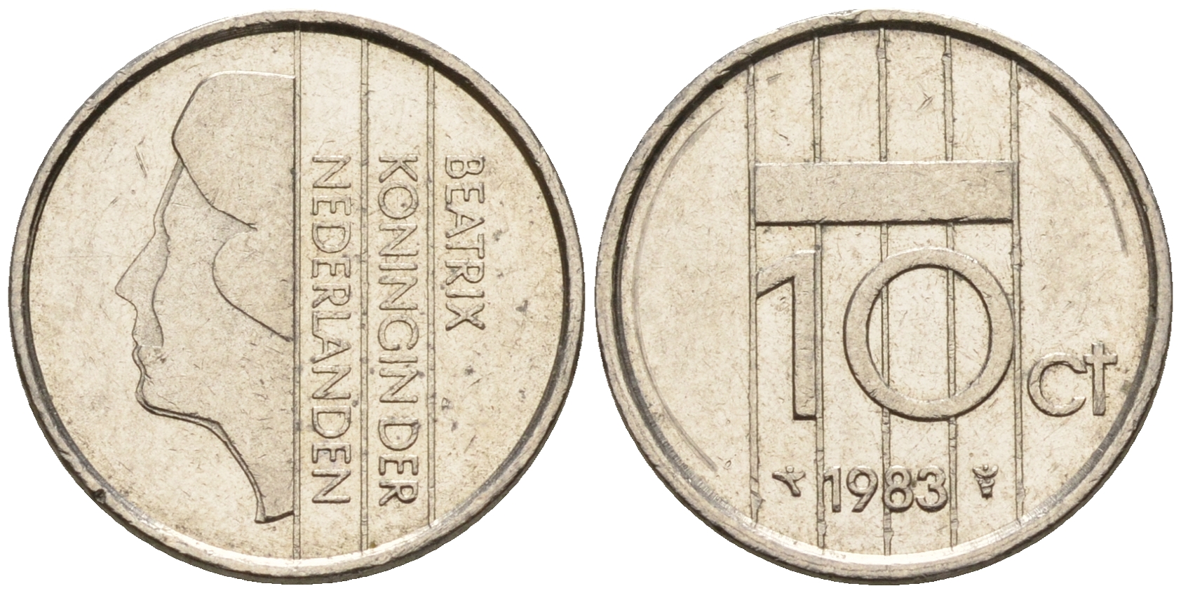 Нидерланды 10 центов 1983 Беатрикс (1980-2013) КМ 203 никель    4602-543