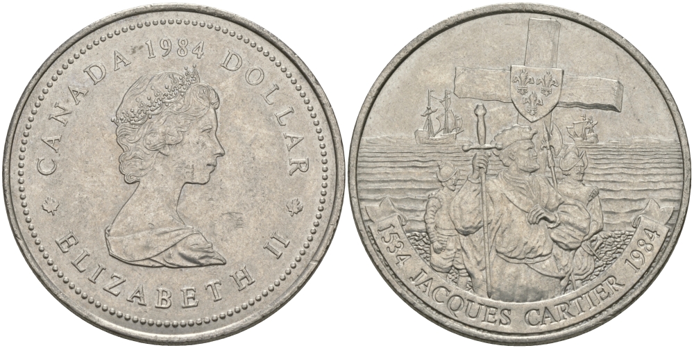 Канада 1 доллар 1984 Жак Картье KM 141 никель UNC 97-143
