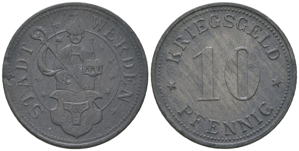 Верден (Пруссия, Рейн) 10 пфеннигов 1917 Funck 595.1, Men05 26567.1, Men18 33394.1 цинк 4151-1253
