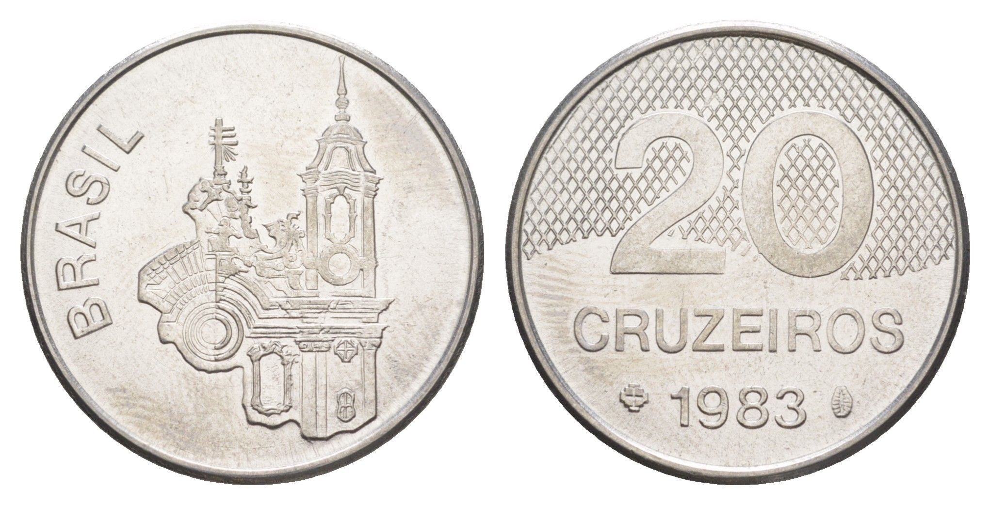 Бразилия 20 крузейро 1983 KM 593.1 нержавеющая сталь UNC 4642-1225