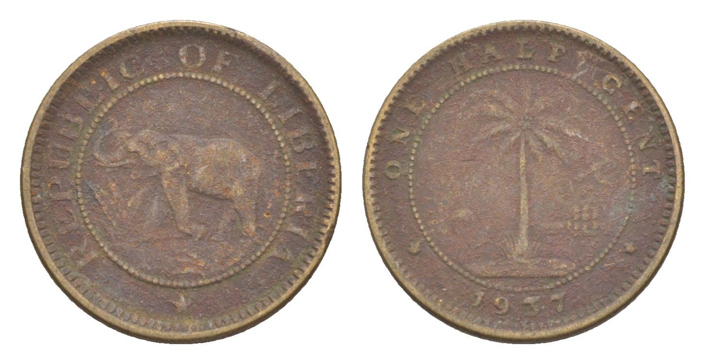 Либерия 1/2 цента 1937 KM 10 латунь 4614-914