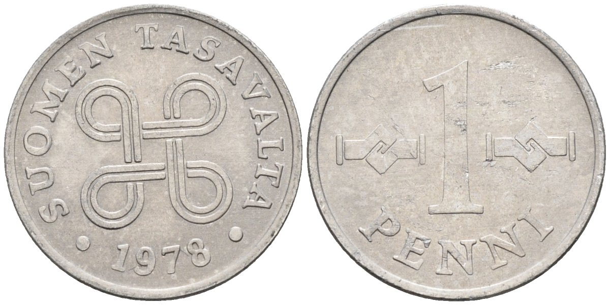 Финляндия 1 пенни 1978 KM 44а алюминий 4585-919