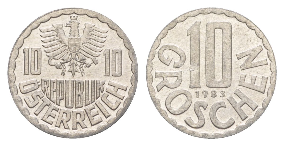 Австрия 10 грошей 1983 KM 2878 алюминий 4632-541
