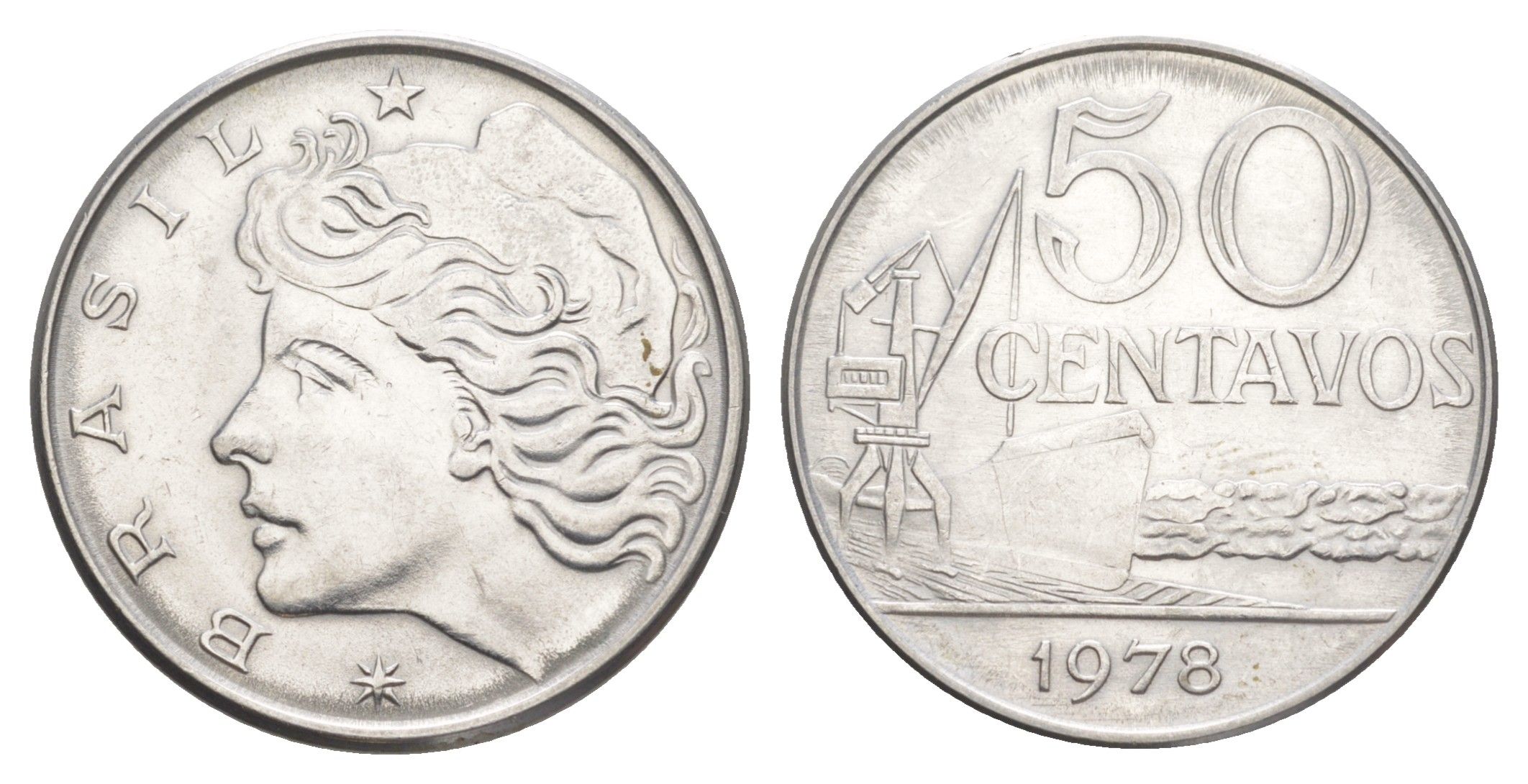 Бразилия 50 сентаво 1978 KM 580b нержавеющая сталь UNC 4642-1134