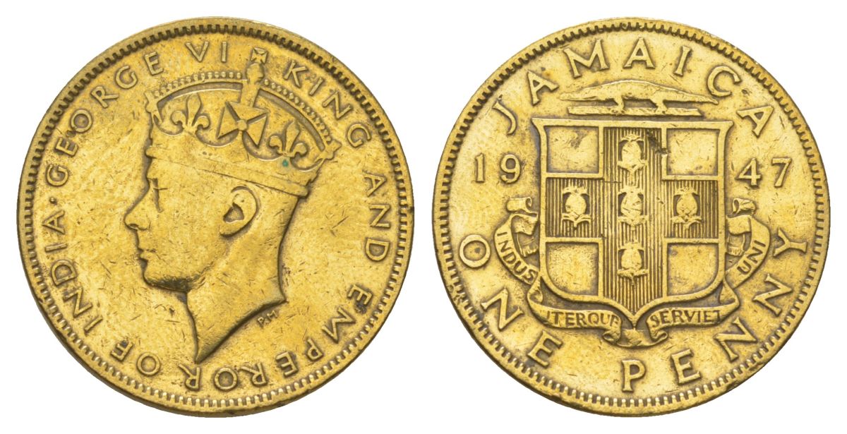 Ямайка 1 пенни 1947 KM 32 никель латунь 4628-545