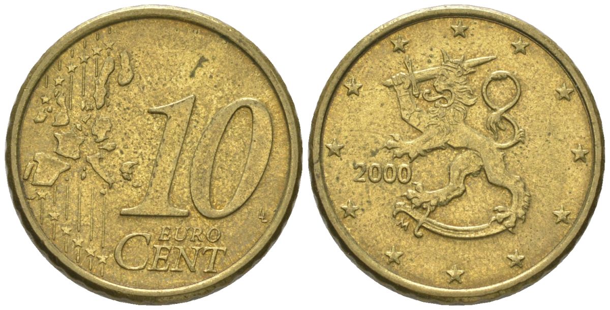 Финляндия 10 евроцентов 2000 M KM 101 нордик 4580-346