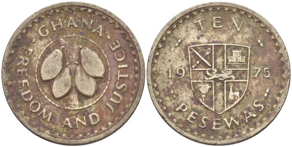 Гана 10 песева 1967 KM 16 медно-никель 4551-736