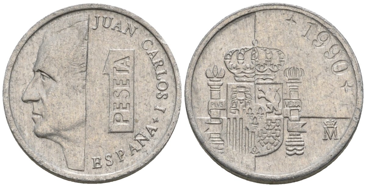 Испания 1 песета 1990 M, Хуан Карлос I (1975-2014) KM 832 алюминий 4602-1146