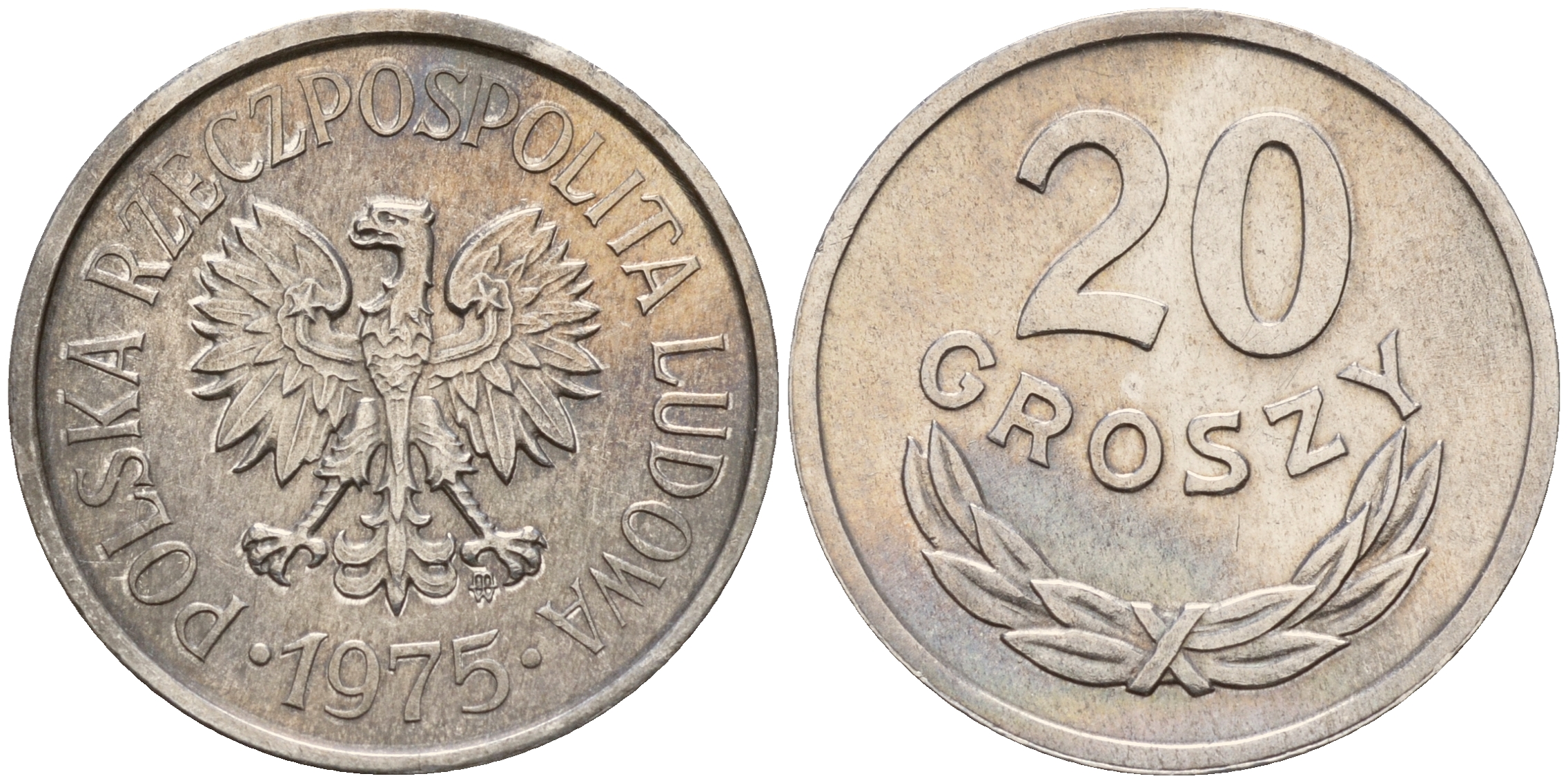 Польша 20 грошей 1975 MW KM А47 алюминий  UNC  4187-343
