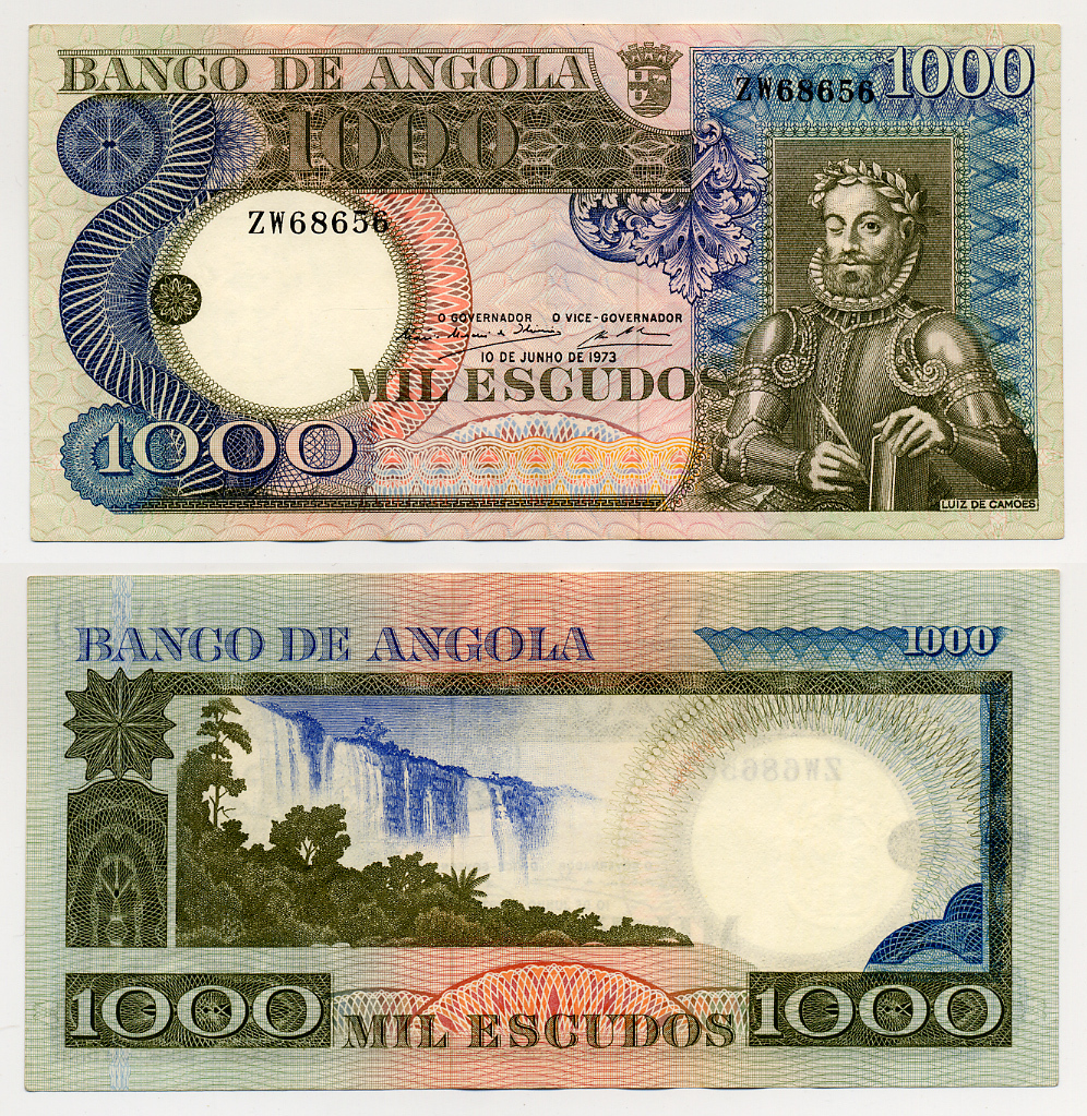 АНГОЛА 1000 ЭСКУДО 1973 Pick 108 бумага aUNC 7457-17-2