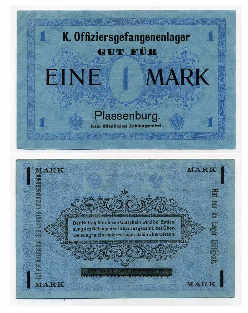 Германия 1 марка ND крепость Плассенбург, лагерь военнопленных офицеров C-3368 бумага aUNC 000-00-00