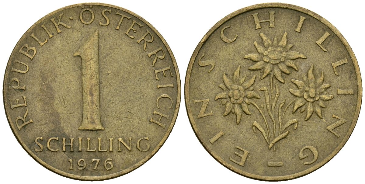 Австрия 1 шиллинг 1976 KM 2886 алюминиевая бронза 4167-1147
