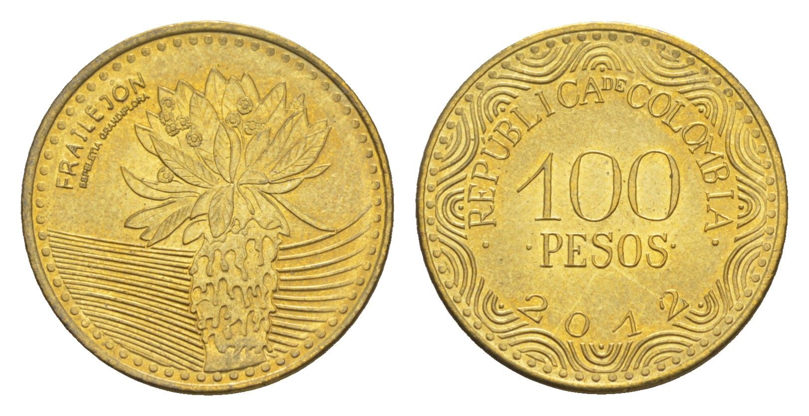 Колумбия 100 песо 2012 KM 296 сталь плакированная никелем UNC 4651-566