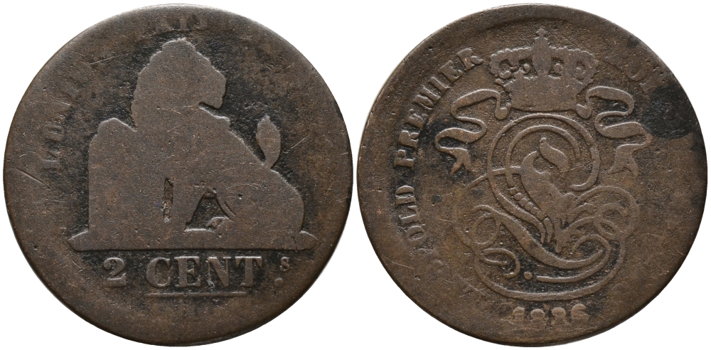 БЕЛЬГИЯ 2 САНТИМА 1886 BELGES KM 4.2 медь 4391-841