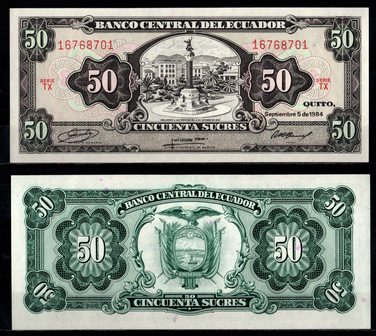 Эквадор 50 сукре 1984 Pick 122 a 1984 (6) бумага UNC (пресс) 7191-59-3-2