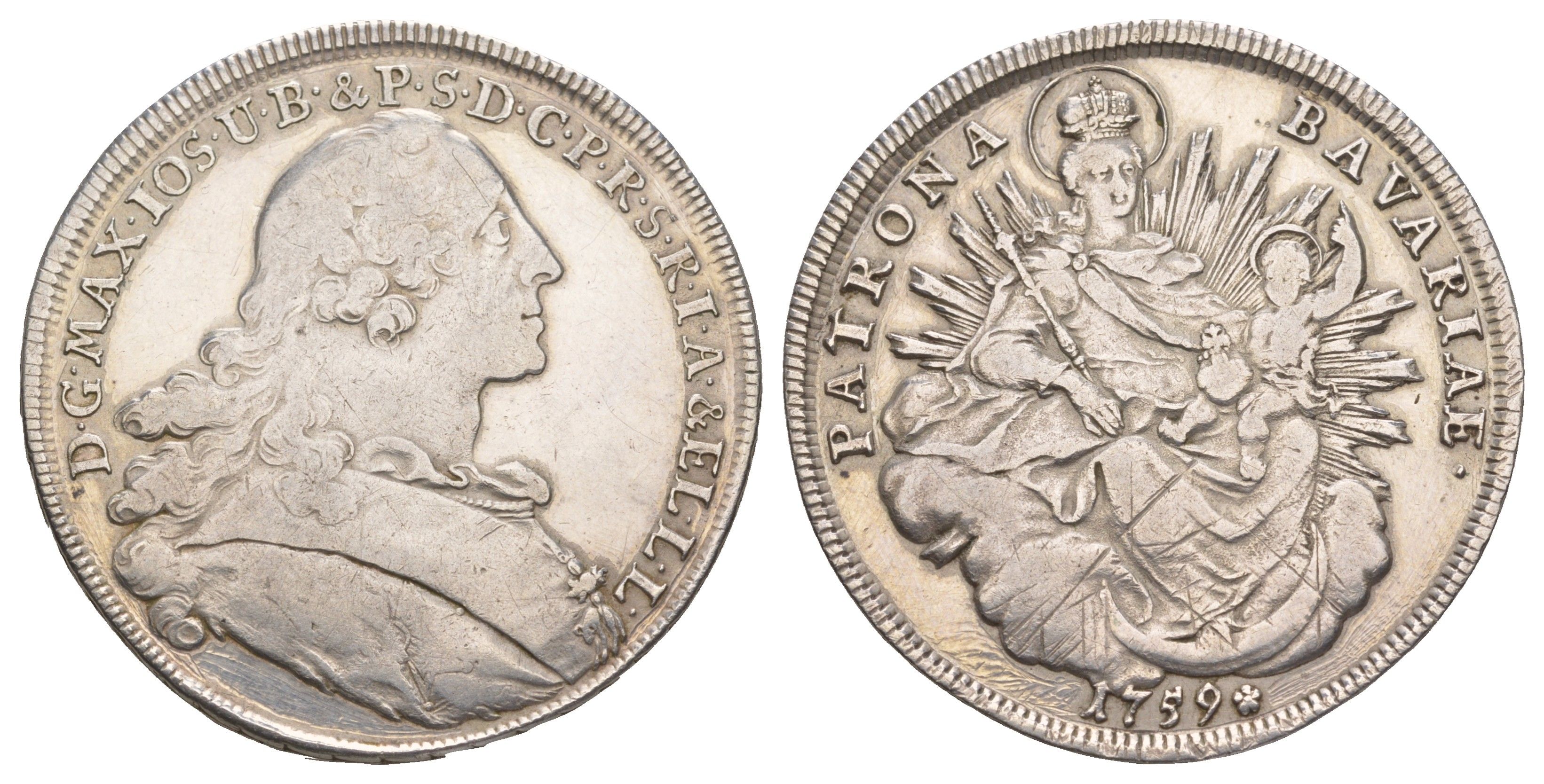 Бавария 1 талер 1759 Максимилиан III (1745-1777) KM 500, Davenport 1952 серебро    1530-1041