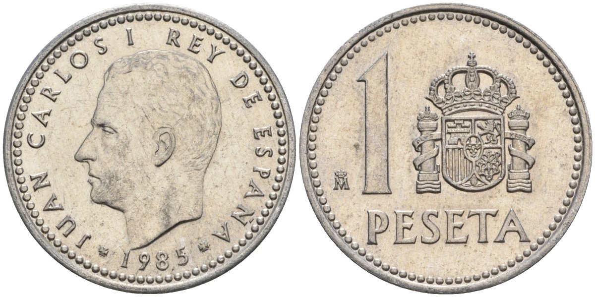 Испания 1 песета 1985 M, Хуан Карлос I (1975-2014) KM 821 алюминий 4401-535