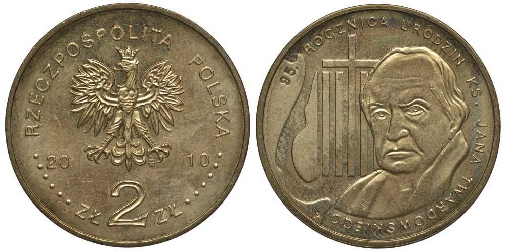 Польша 2 злотых 2010 MW, 95 лет со дня рождения Яна Якуба Твардовского KM 730 нордик UNC 4676-717