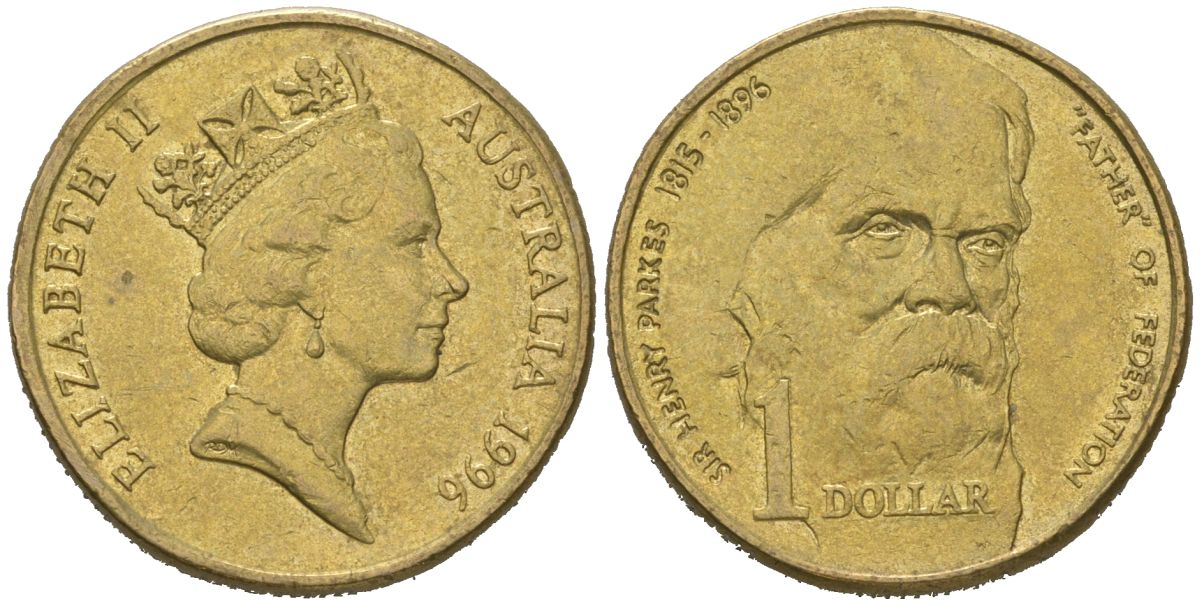 Австралия 1 доллар 1996 100 лет со дня смерти сэра Генри Паркса KM 310 алюминиевая бронза aUNC 4620-717