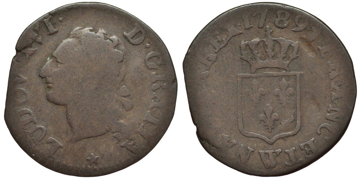 ФРАНЦИЯ 1/2 СУ 1789 ЛЮДОВИК XVI (1774-1793) KM 586 медь 4556-353