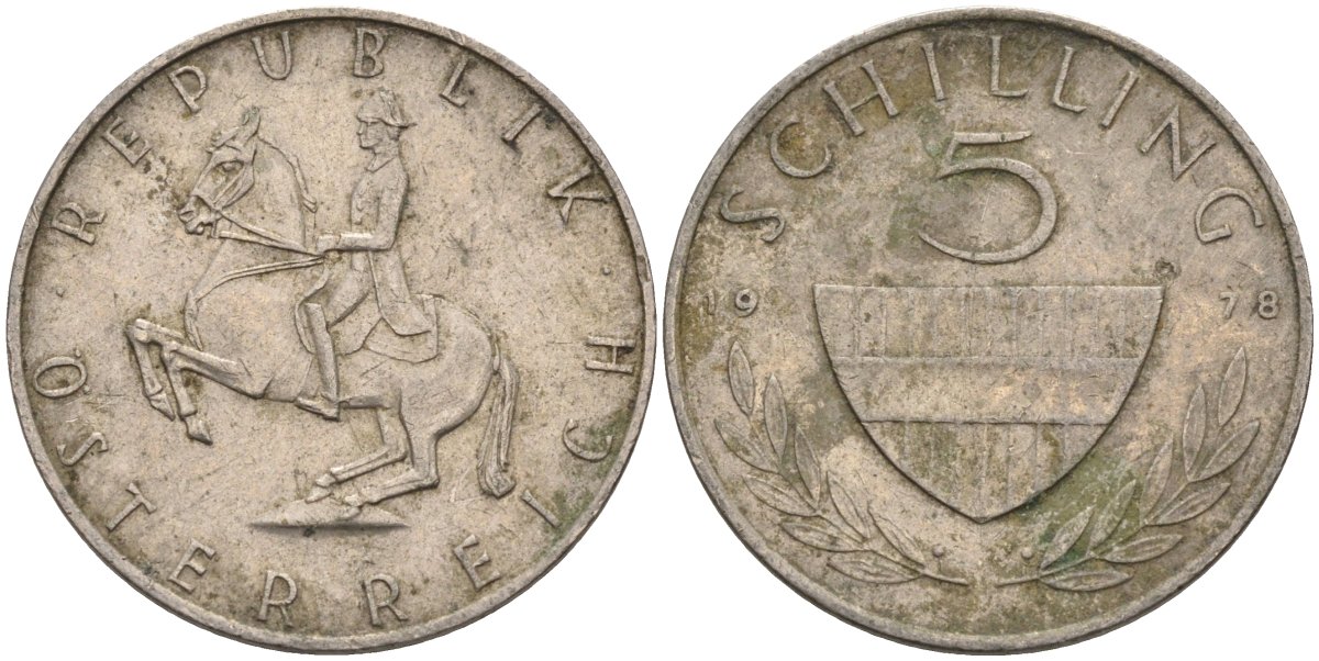 Австрия 5 шиллингов 1978 KM 2889а медно-никель 4592-217