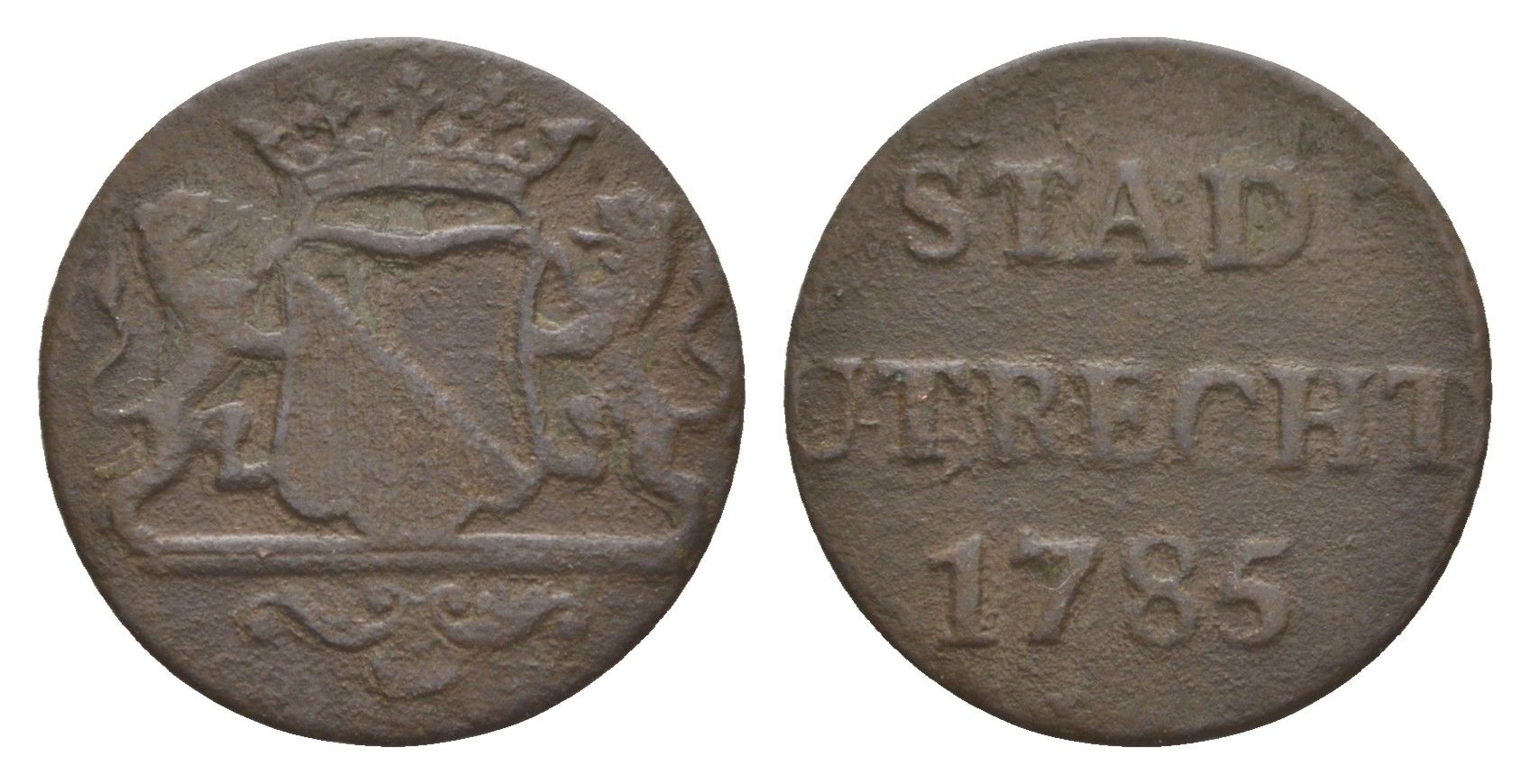 Нидерланды, Голландская Республика, Утрехт 1 дуит 1785 KM 91 медь 413-2435