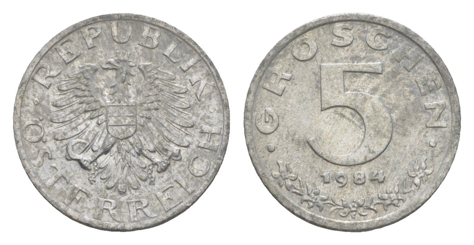 Австрия 5 грошей 1984 KM 2875 цинк aUNC 4567-1056